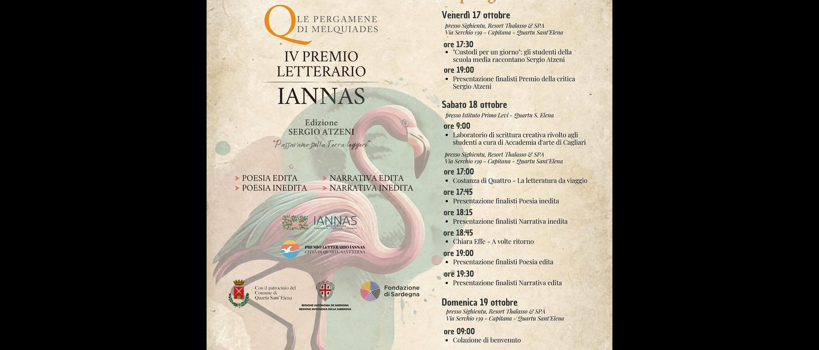 Festival della IV Edizione 📚Premio Letterario Iannas Città di Quartu Sant’Elena