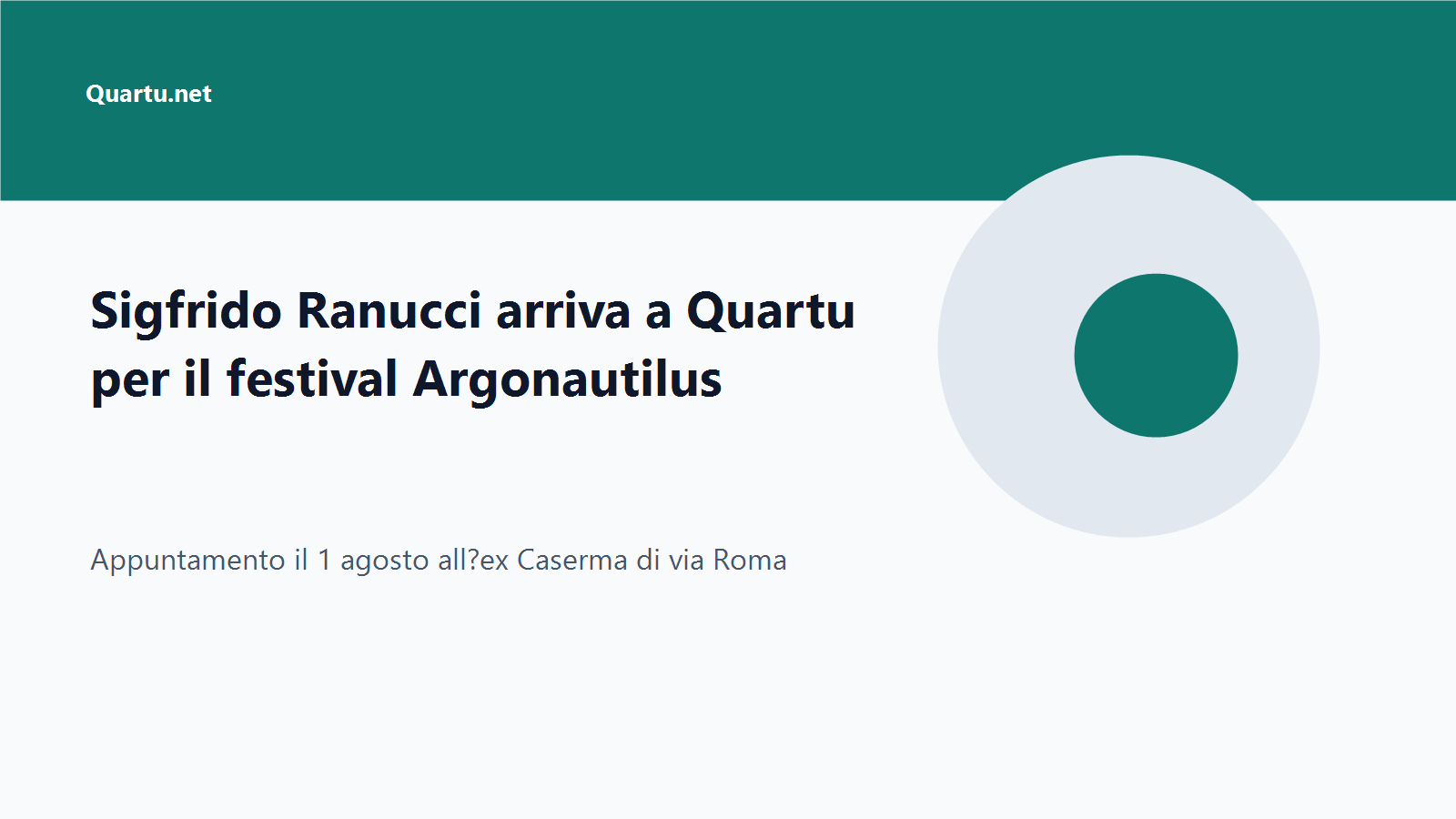 Sigfrido Ranucci arriva a Quartu per il festival Argonautilus