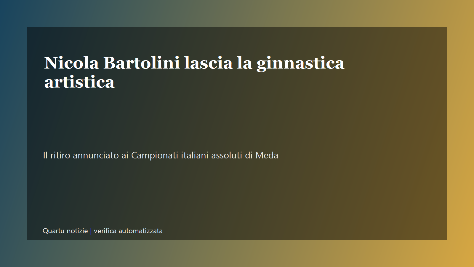 Nicola Bartolini lascia la ginnastica artistica