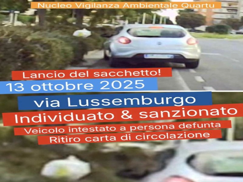 Follia a Quartu, usa l’auto del parente morto per abbandonare rifiuti