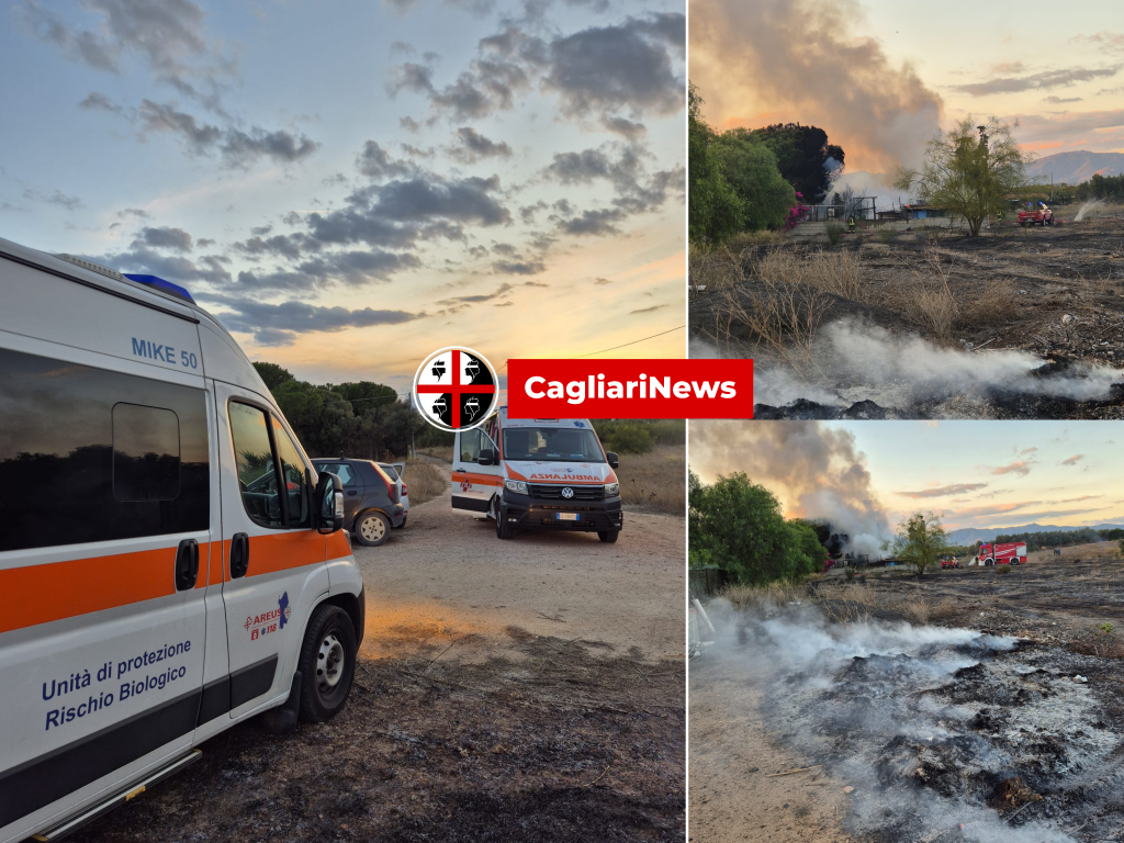 Quartu, incendio raggiunge una casa in campagna: coppia di anziani in salvo