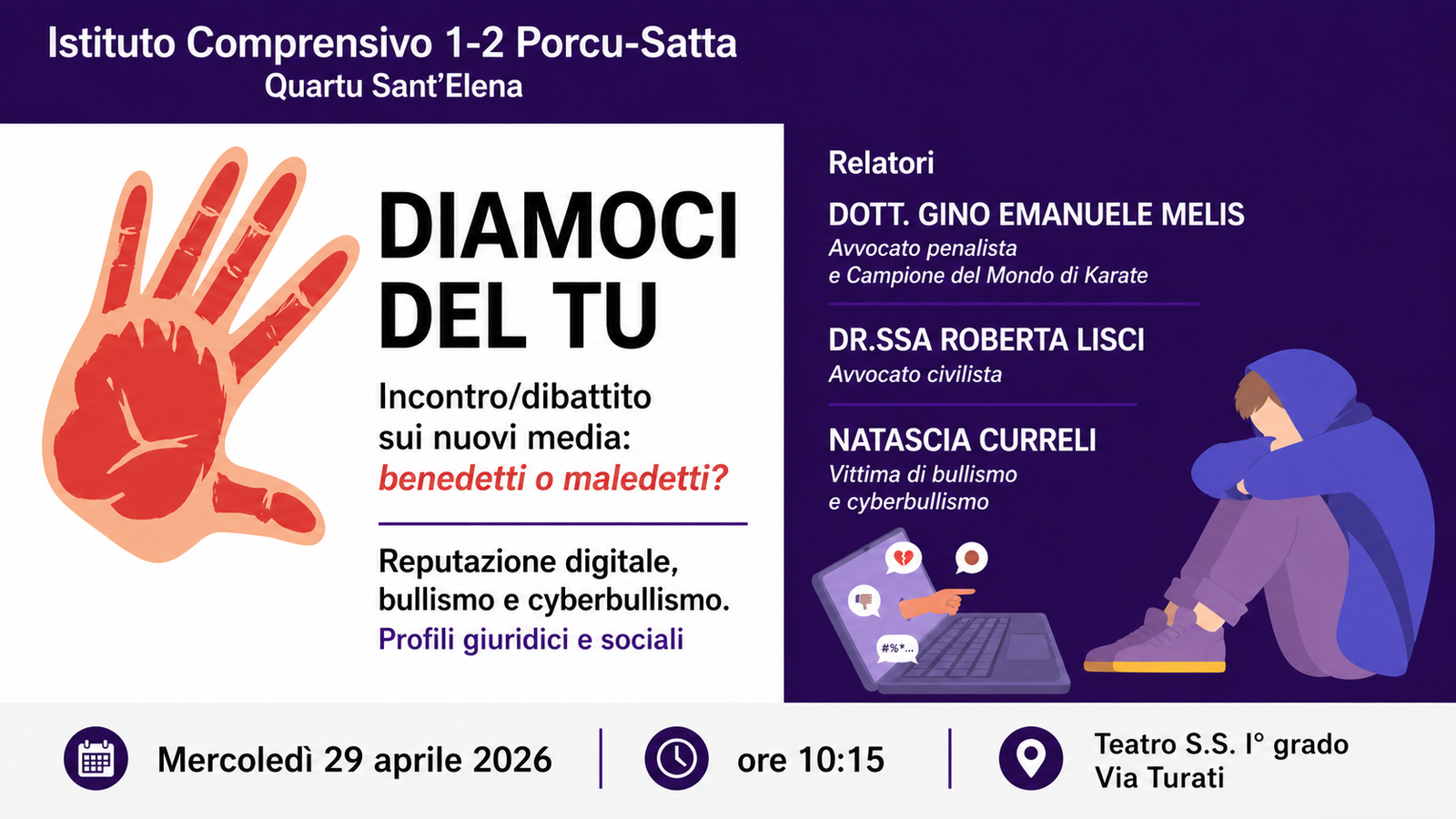 “Diamoci del Tu” – bullismo, cyberbullismo e reputazione digitale – 29 aprile 2026