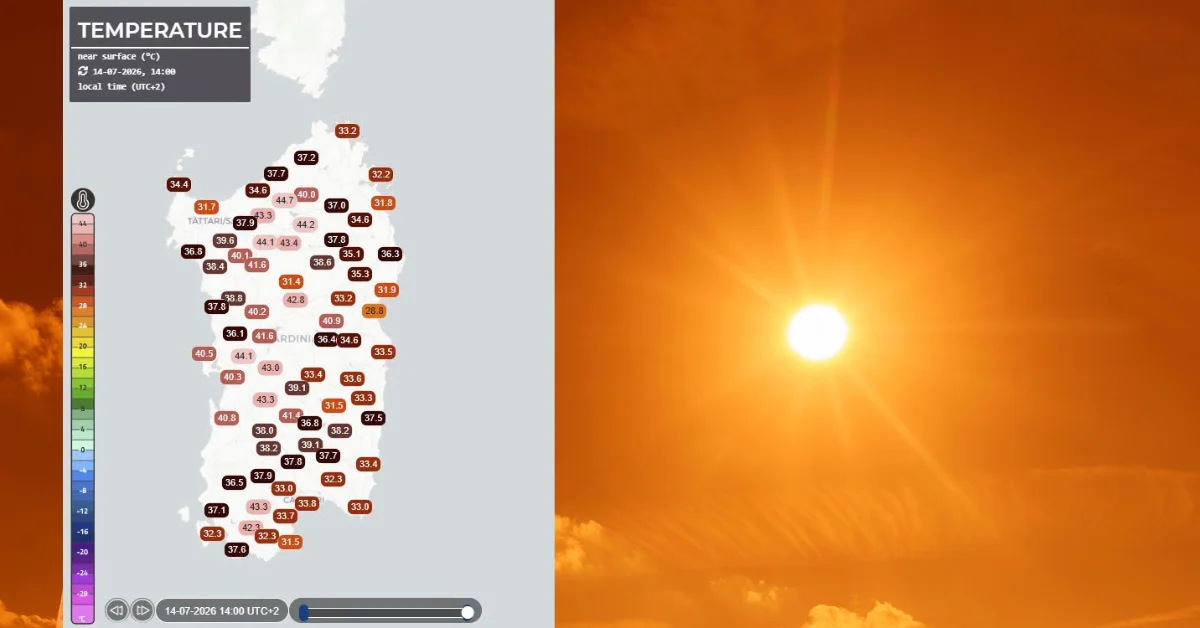Sardegna rovente: l’ondata di caldo estremo sta entrando nel vivo. Picchi di quasi 45 gradi
