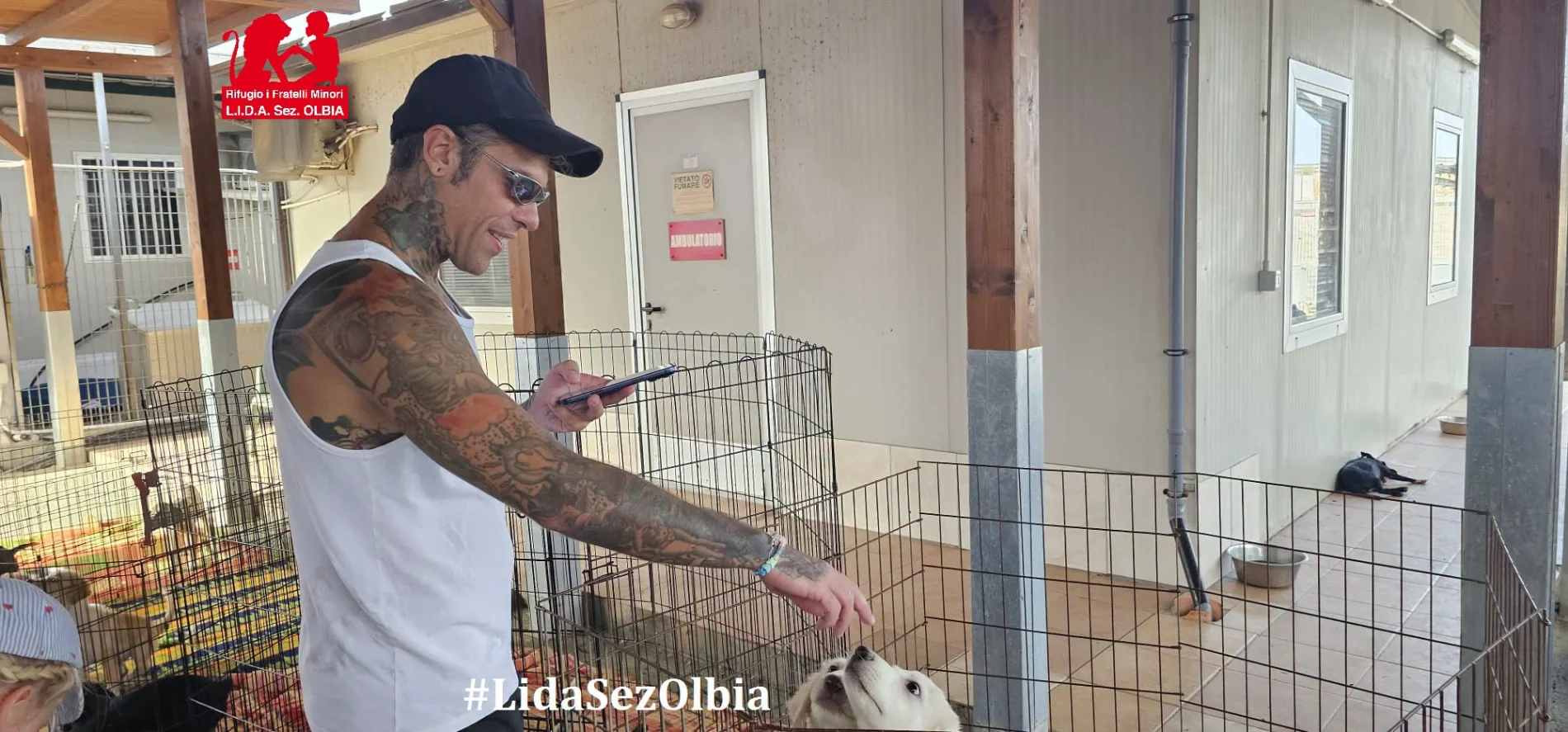 Una visita ai 400 cani e gatti del rifugio di Olbia: Fedez e la compagna Giulia dedicano una giornata a “I Fratelli Minori”